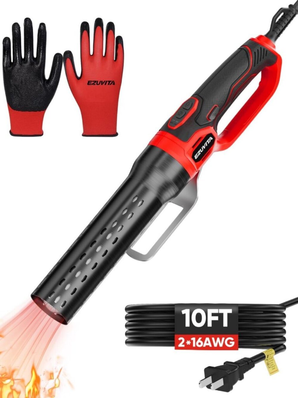 1500W Electric Charcoal Starter with 10ft Cord - Fast Ignition for Grilling